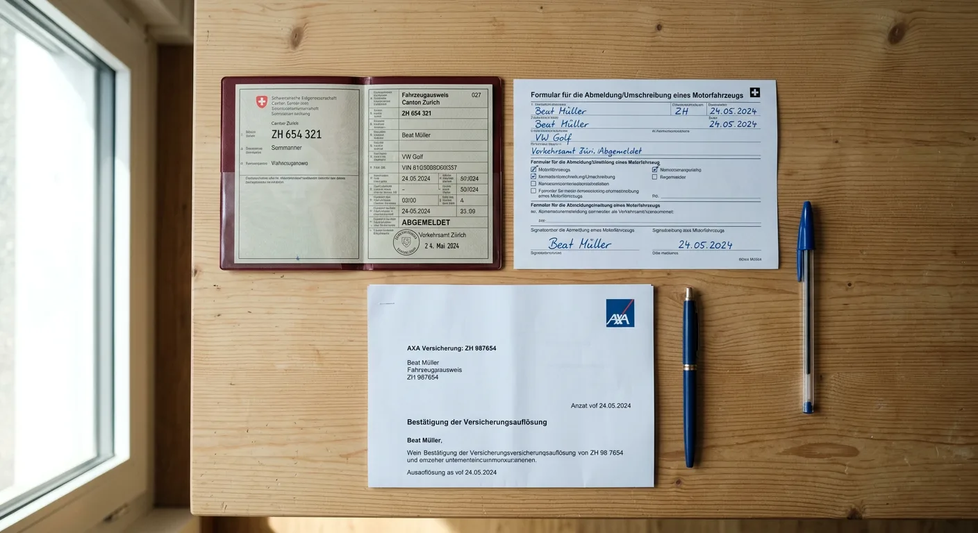 Required documents for vehicle deregistration: vehicle registration, deregistration form, insurance cancellation